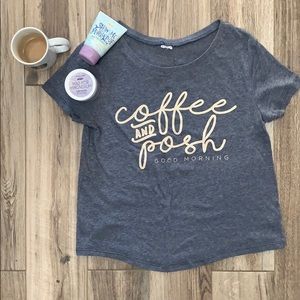 Perfectly Posh Coffee & Posh T-shirt blue heather